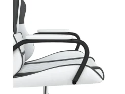 Poltrona*vidaxl Cadeira gaming massagens couro artificial e preto Branco
