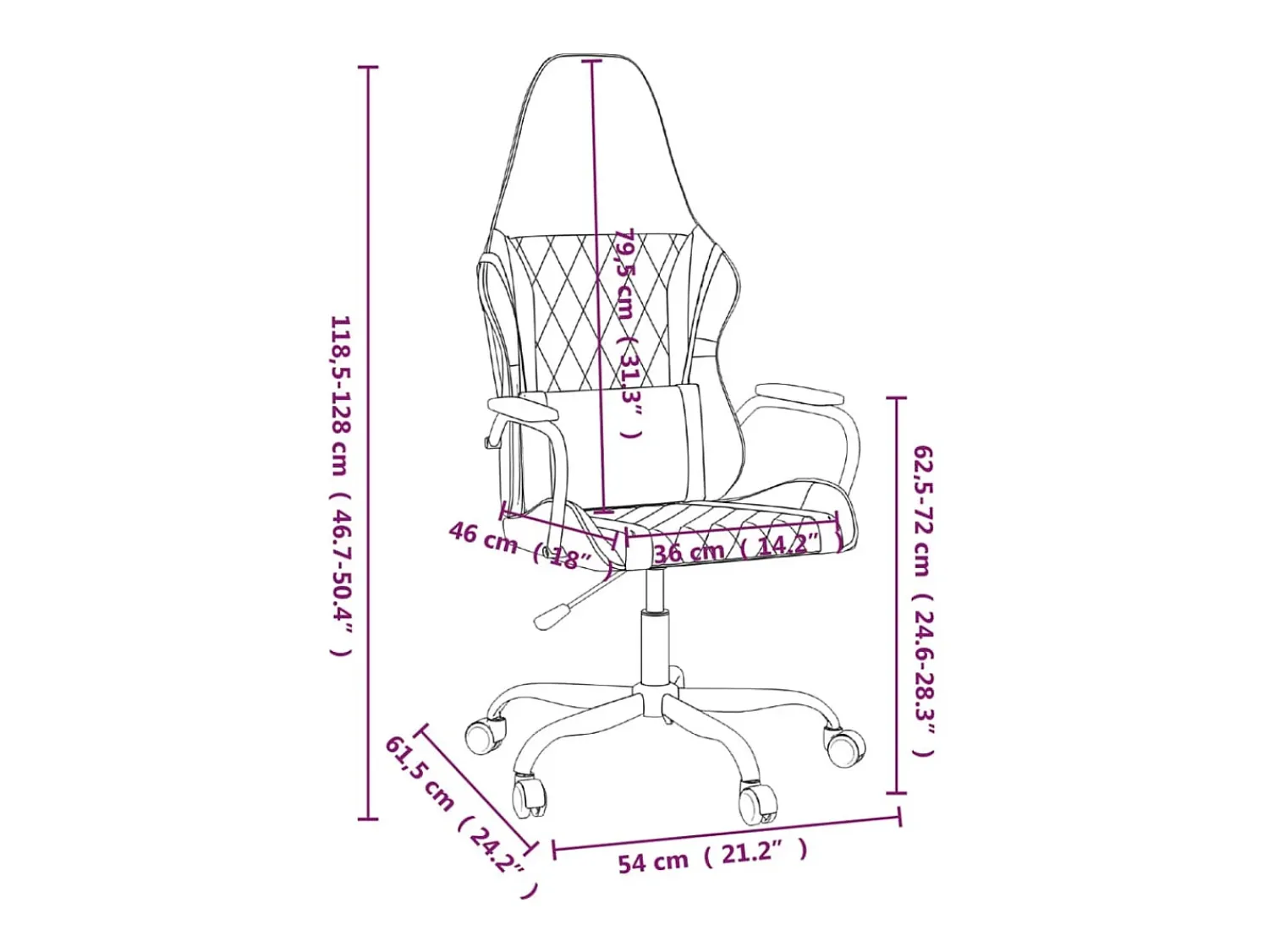 Poltrona*vidaxl Cadeira gaming massagens couro artificial e preto Branco