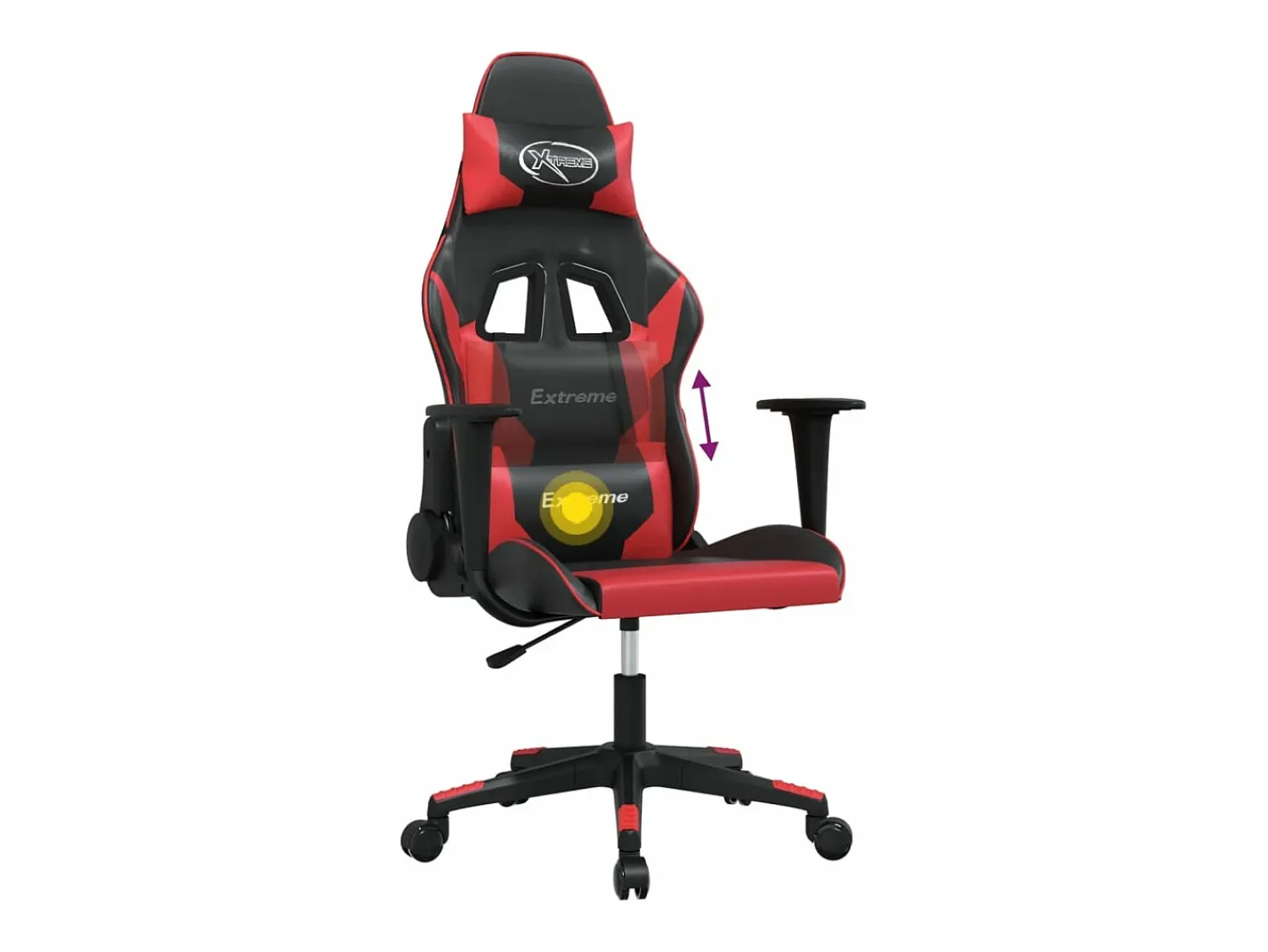 Online vidaxl Cadeira gaming massagens couro artificial preto e Vermelho