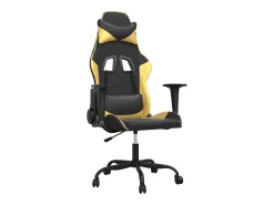 vidaxl Cadeira gaming massagens couro artificial preto e^ Poltrona