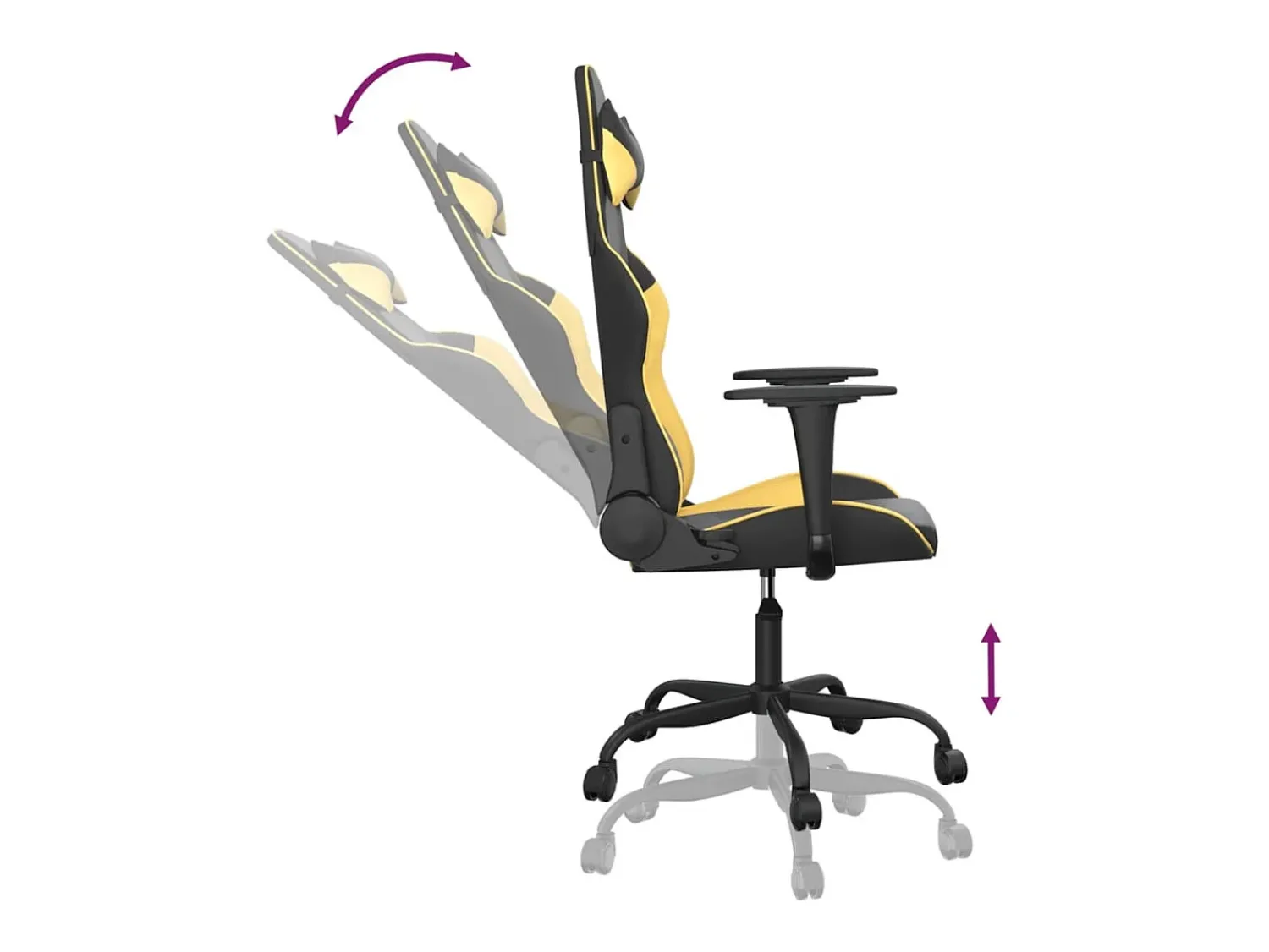 vidaxl Cadeira gaming massagens couro artificial preto e^ Poltrona
