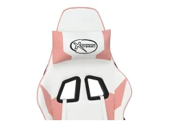 Outlet vidaxl Cadeira gaming massagens couro artificial branco e Rosa