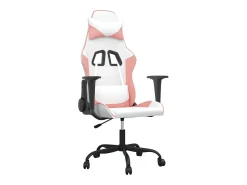 Discount vidaxl Cadeira gaming massagens couro artificial branco e Rosa