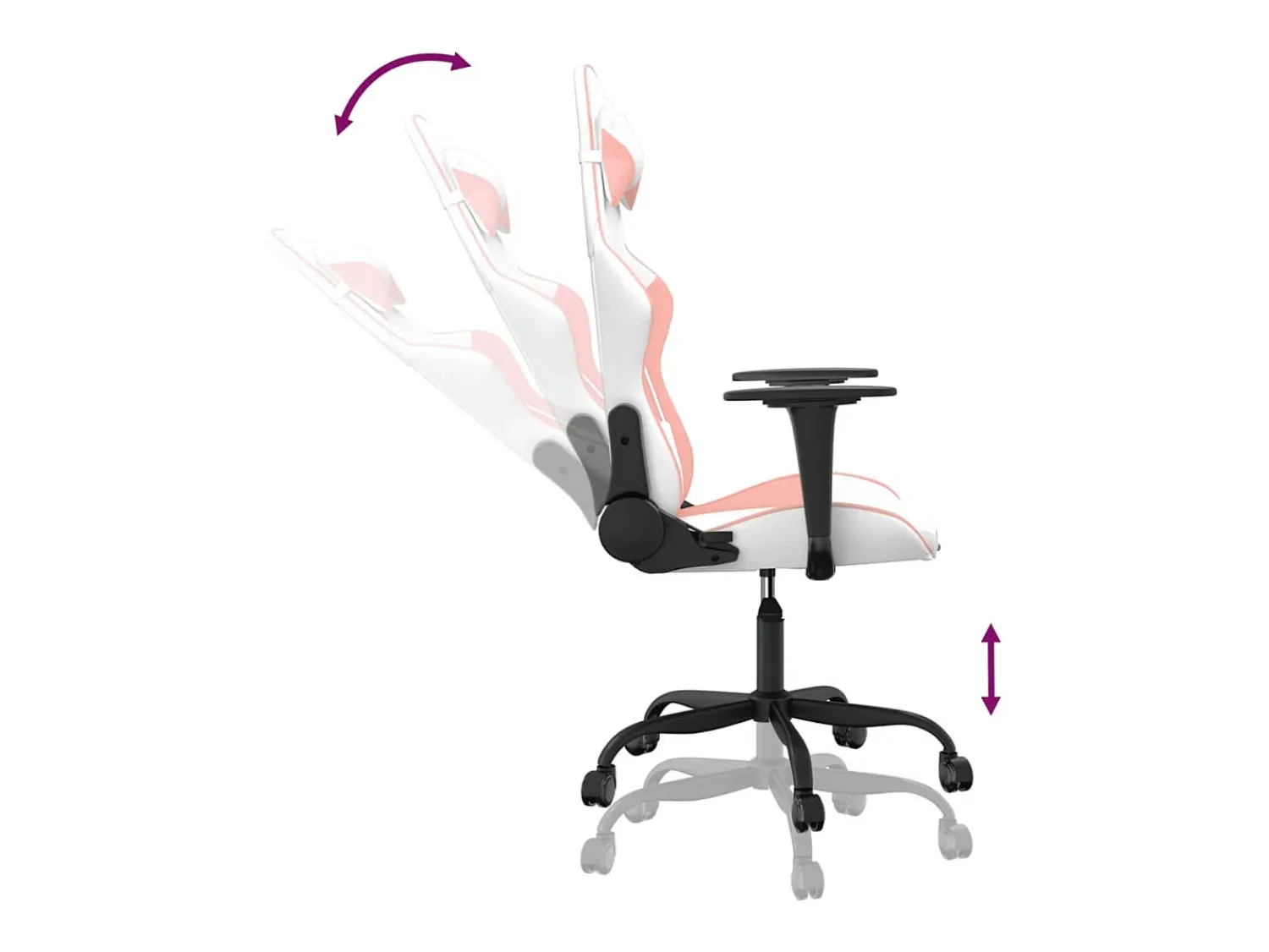 Discount vidaxl Cadeira gaming massagens couro artificial branco e Rosa