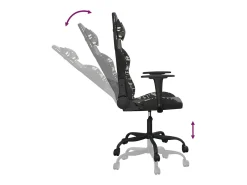 Poltrona|vidaxl Cadeira gaming massagens couro artificial preto e camuflagem Multicor