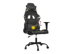 Poltrona|vidaxl Cadeira gaming massagens couro artificial preto e camuflagem Multicor