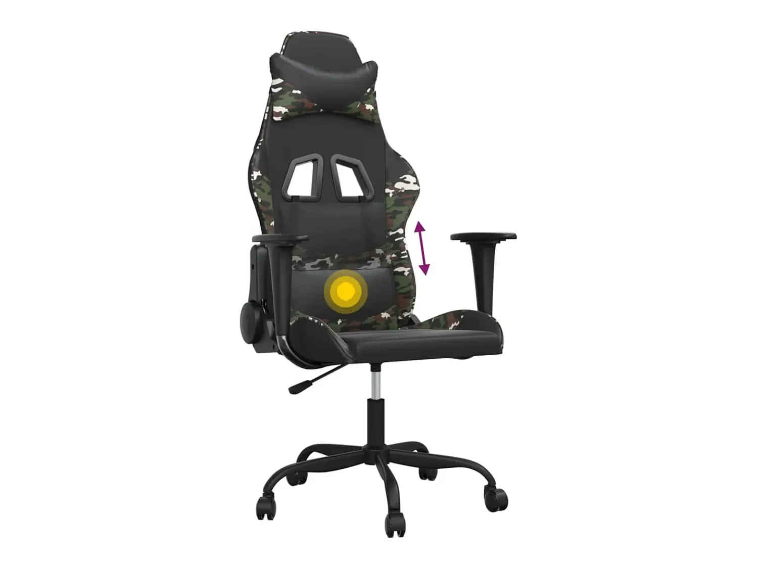 Poltrona|vidaxl Cadeira gaming massagens couro artificial preto e camuflagem Multicor