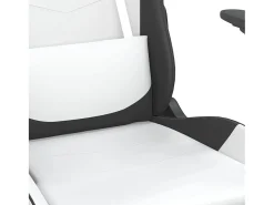 Poltrona|vidaxl Cadeira gaming massagens couro artificial e preto Branco