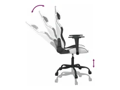 Poltrona|vidaxl Cadeira gaming massagens couro artificial e preto Branco