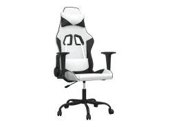 Poltrona|vidaxl Cadeira gaming massagens couro artificial e preto Branco