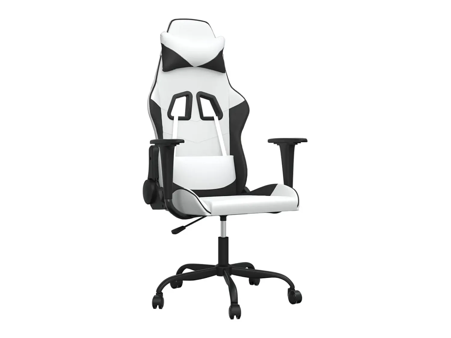 Poltrona|vidaxl Cadeira gaming massagens couro artificial e preto Branco