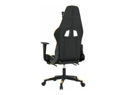 vidaxl Cadeira gaming massagens c/ apoio pés couro artif. Ouro/Preto Dourado