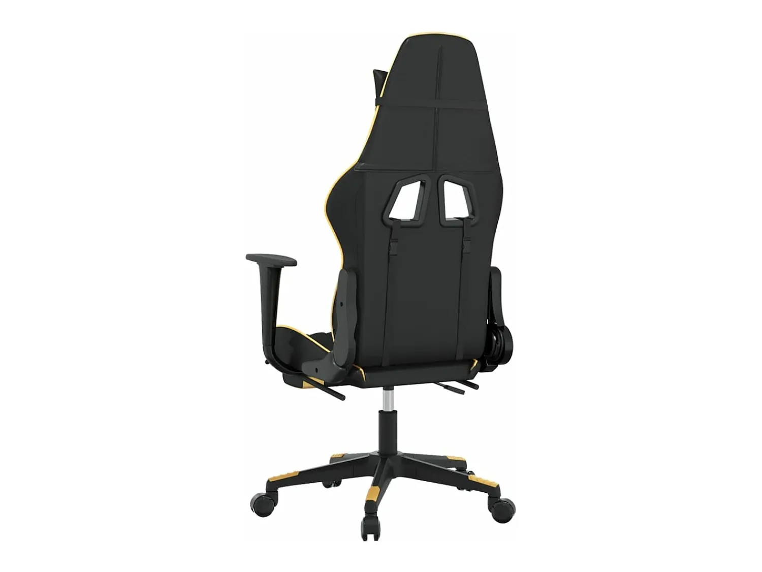 vidaxl Cadeira gaming massagens c/ apoio pés couro artif. Ouro/Preto Dourado