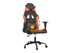 Poltrona*vidaxl Cadeira gaming massagens couro artificial preto e laranja Cor de laranja