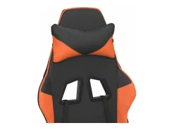 Poltrona*vidaxl Cadeira gaming massagens couro artificial preto e laranja Cor de laranja