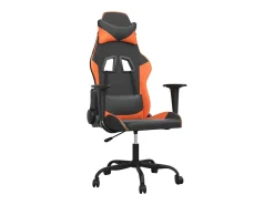 Poltrona*vidaxl Cadeira gaming massagens couro artificial preto e laranja Cor de laranja