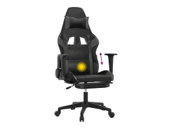 Poltrona*vidaxl Cadeira gaming massagens c/ apoio pés couro artif. preto/cinza Cinzento