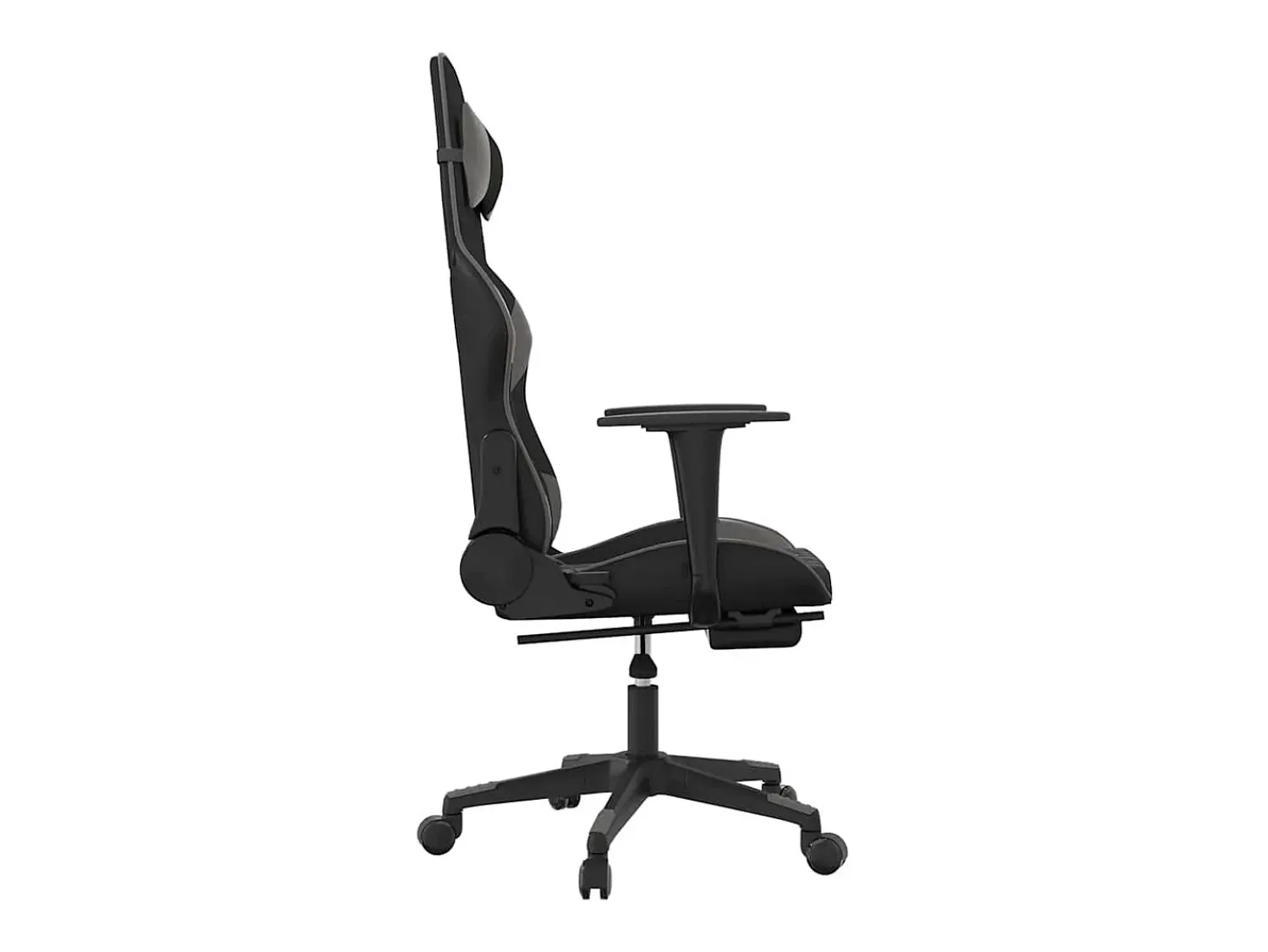 Poltrona*vidaxl Cadeira gaming massagens c/ apoio pés couro artif. preto/cinza Cinzento
