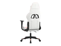 Poltrona*vidaxl Cadeira gaming massagens c/ apoio pés couro artif. branco/ Rosa