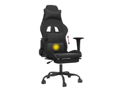 Poltrona|vidaxl Cadeira gaming massagens c/ apoio pés couro artif. Preto