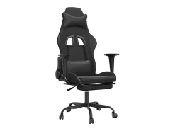 Poltrona|vidaxl Cadeira gaming massagens c/ apoio pés couro artif. Preto