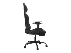 Poltrona|vidaxl Cadeira gaming massagens c/ apoio pés couro artif. Preto