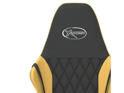 Poltrona|vidaxl Cadeira gaming massagens couro artificial preto e Dourado