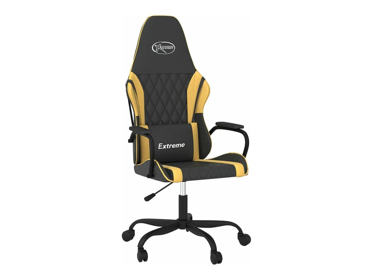 Poltrona|vidaxl Cadeira gaming massagens couro artificial preto e Dourado
