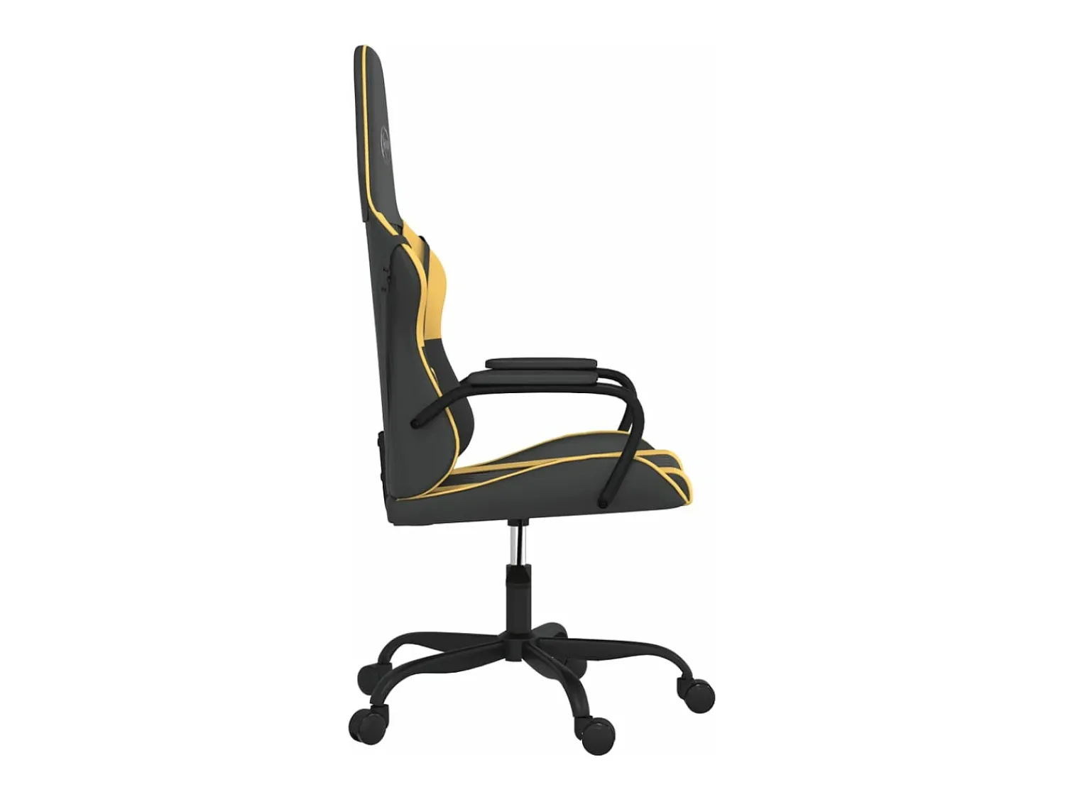 Poltrona|vidaxl Cadeira gaming massagens couro artificial preto e Dourado