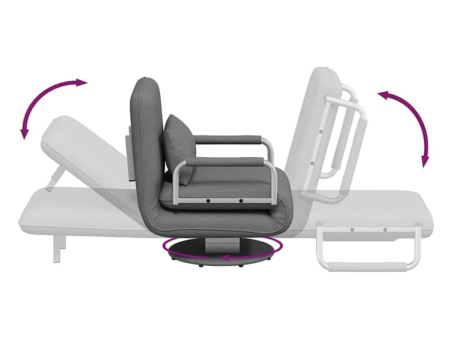 Online vidaxl Cadeira giratória e sofá-cama tecido -escuro Cinzento