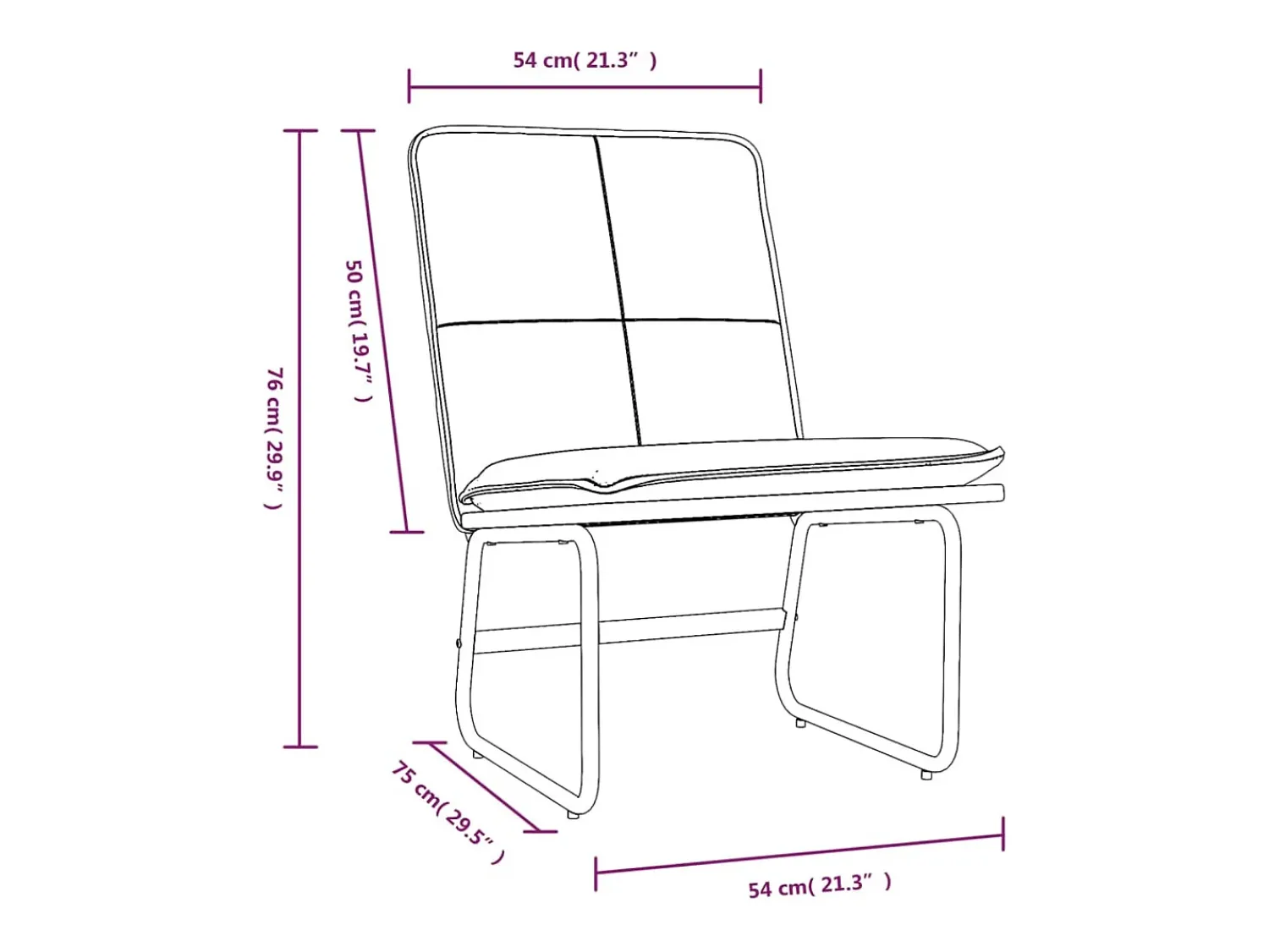 Poltrona*vidaxl Cadeira lounge 54x75x76 cm couro artificial cor Creme