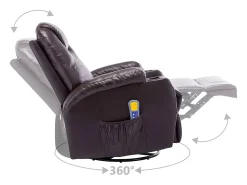 Clearance vidaxl Cadeira massagem reclinável couro artificial Castanho