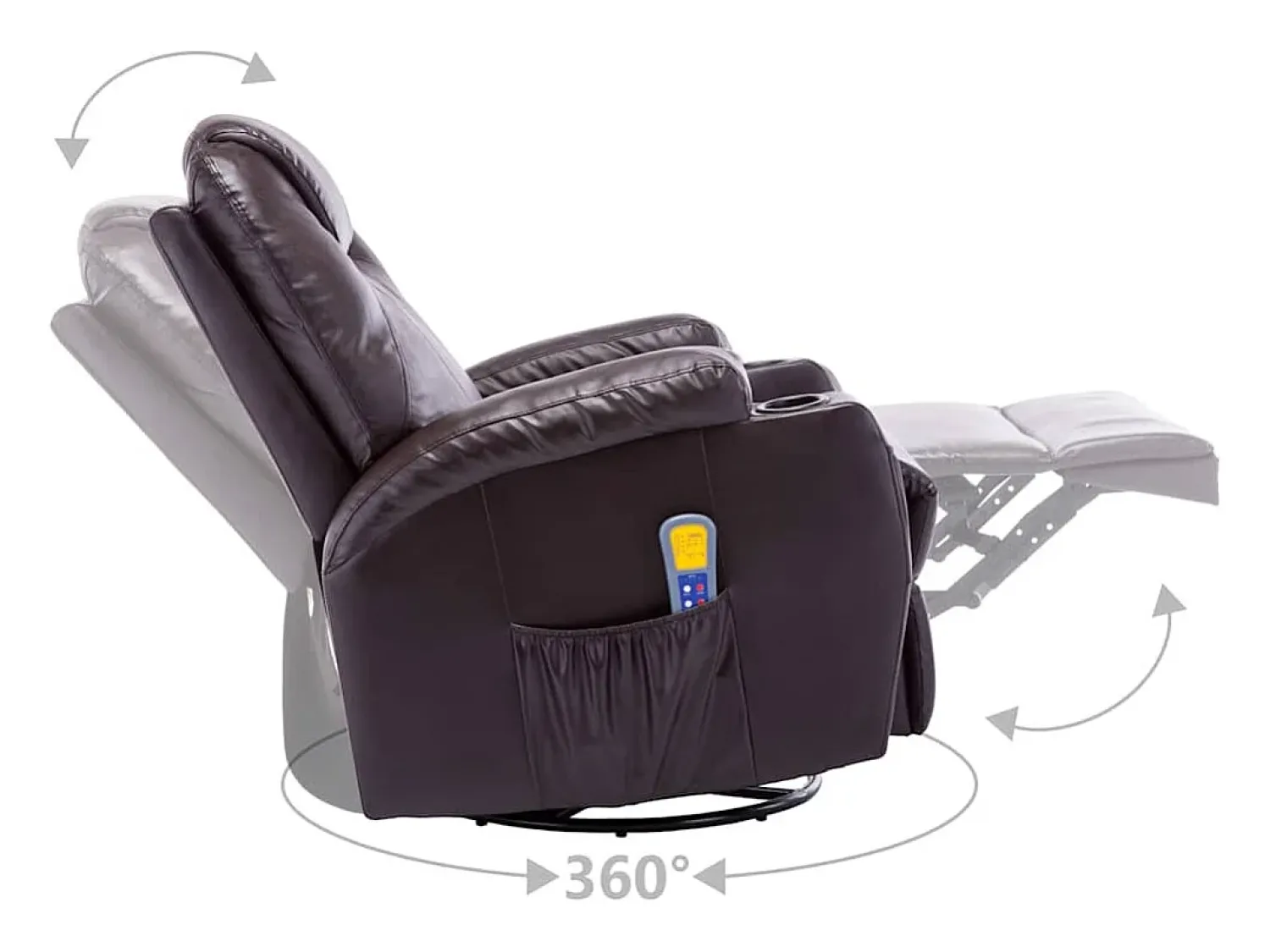 Clearance vidaxl Cadeira massagem reclinável couro artificial Castanho