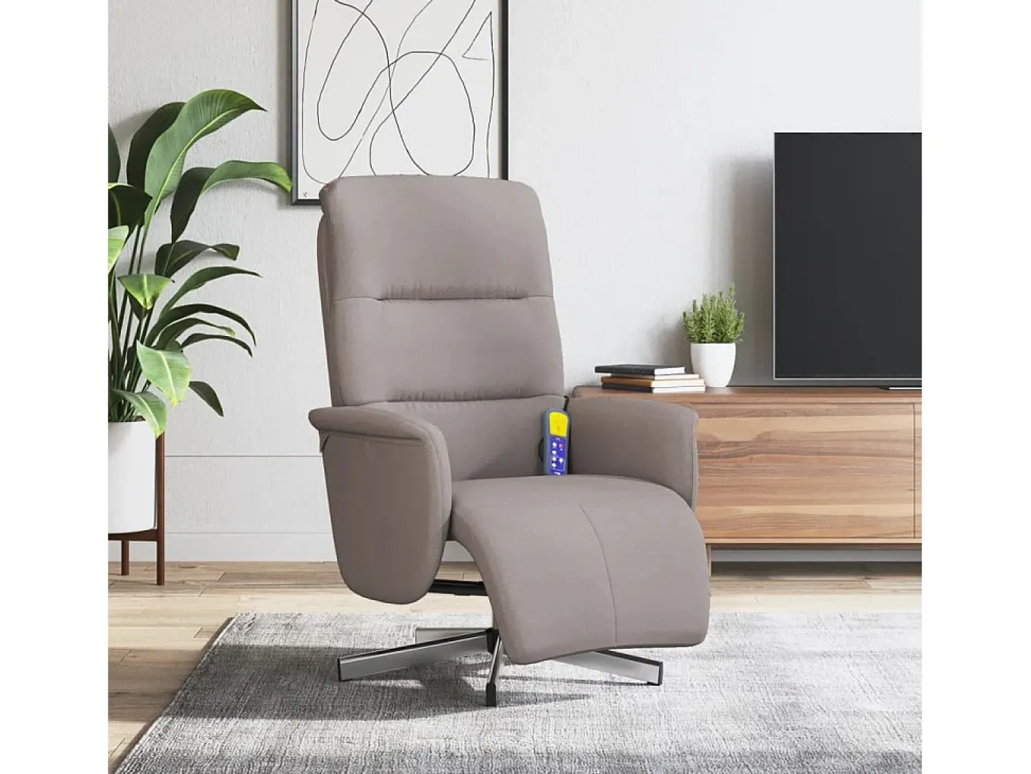 Poltrona* Cadeira massagens reclin. com apoio pés tecido cinza-acastanhado SHL121367 Taupe