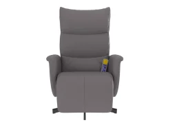 Cadeira massagens reclinável comapoio pés couro artificial cinza SHL680722^ Poltrona