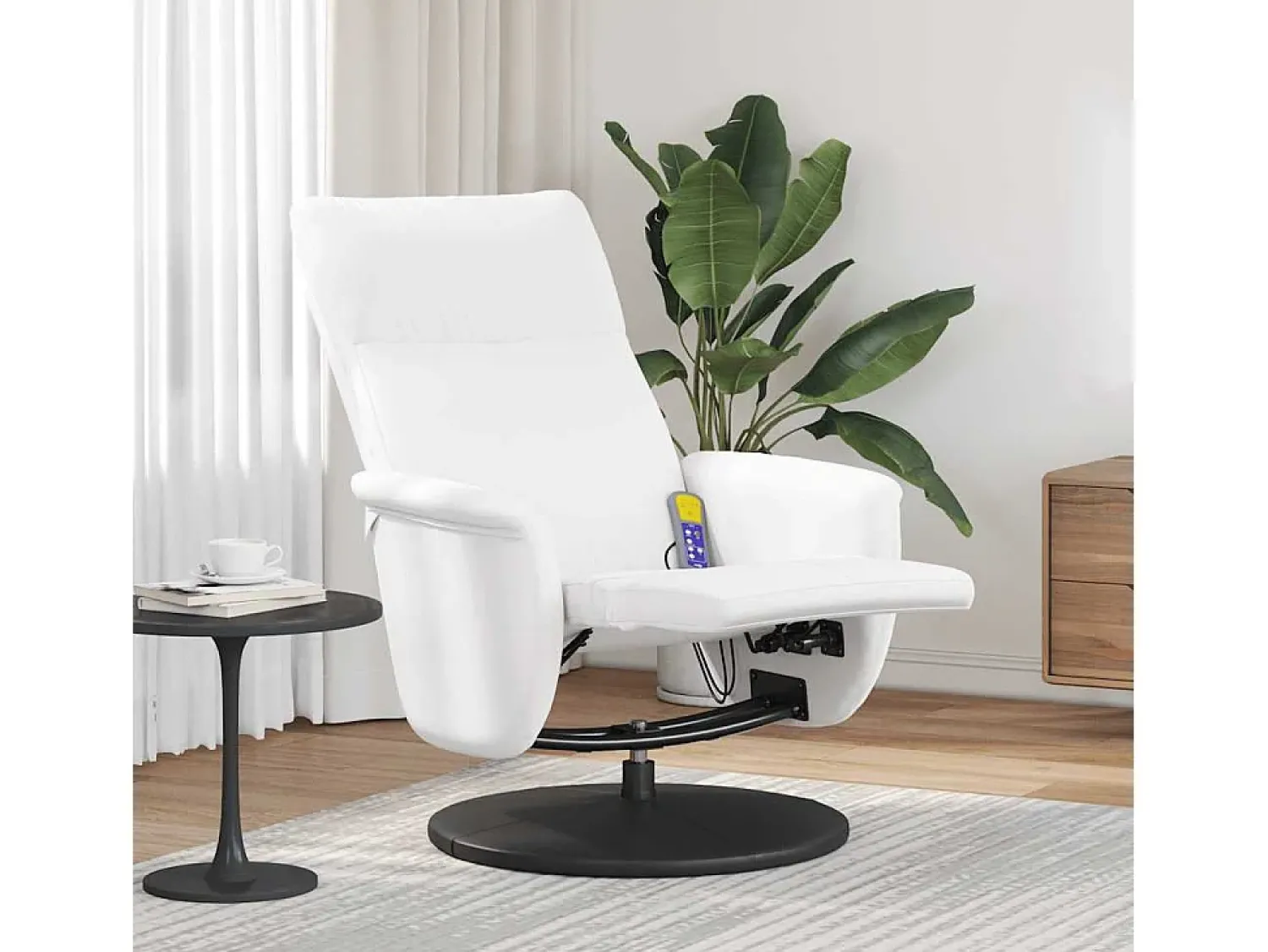 Poltrona| Cadeira massagens reclinável comapoio pés couro artif. SHL3846 Branco
