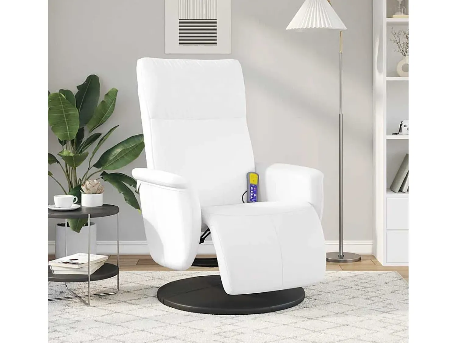 Poltrona| Cadeira massagens reclinável comapoio pés couro artif. SHL3846 Branco
