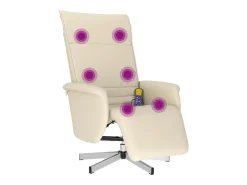 Discount Cadeira massagens reclinável comapoio pés couro artificial SHL449399 Creme