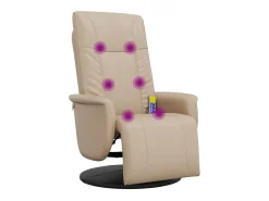 Poltrona| Cadeira massagens reclinável comapoio pés couro arti. cappuccino SHL611280 Castanho