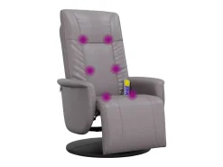 Poltrona| Cadeira massagens reclinável comapoio pés couro artificial cinza SHL999059 Cinzento