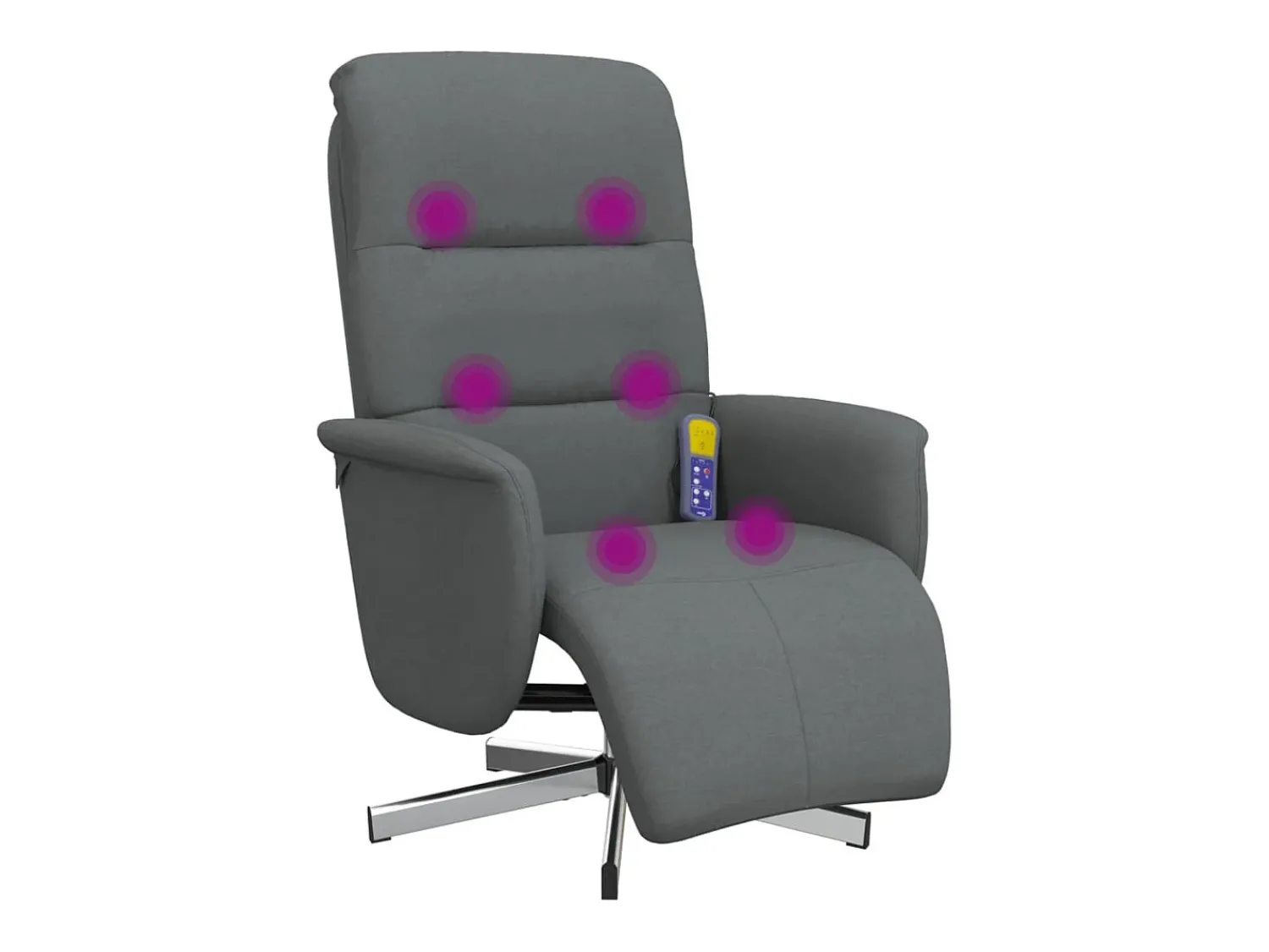 New vidaxl Cadeira massagens reclinável c/ apoio pés tecido cinza-escuro Cinzento