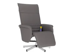 Poltrona*vidaxl Cadeira massagens reclinável c/apoio pés couro artificial cinza Cinzento
