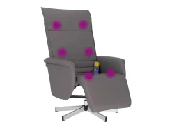 Poltrona*vidaxl Cadeira massagens reclinável c/apoio pés couro artificial cinza Cinzento