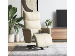 Poltrona* Cadeira massagens reclinável comapoio pés couro artificial SHL659329 Creme