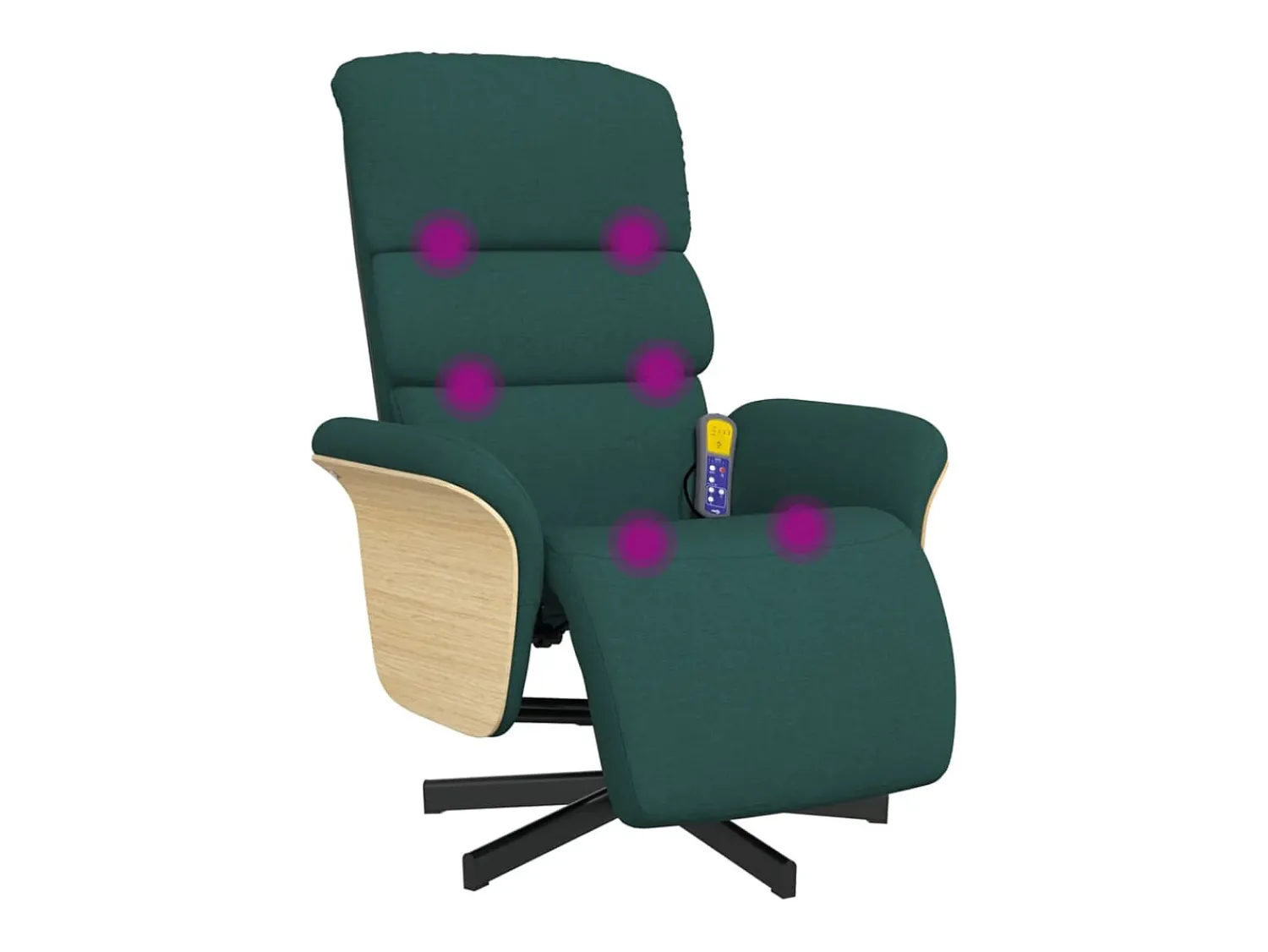 Poltrona* Cadeira massagens reclinável com apoio pés tecido verde-escuro SHL700530 Verde pinho