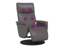 Poltrona| Cadeira massagens reclinável comapoio pés couro artificial cinza SHL2799 Cinzento