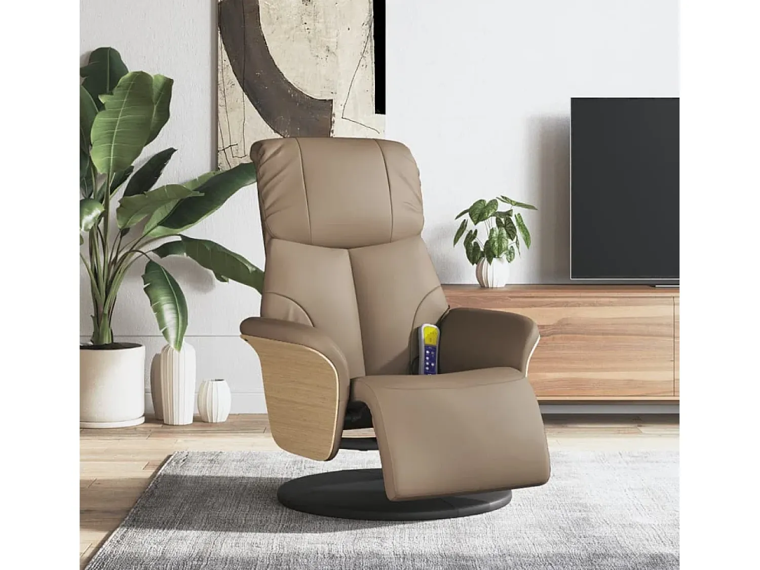 Poltrona* Cadeira massagens reclinável comapoio pés couro arti. cappuccino SHL907551 Castanho