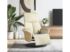 Poltrona* Cadeira massagens reclinável comapoio pés couro artificial SHL132072 Creme