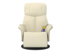 Poltrona* Cadeira massagens reclinável comapoio pés couro artificial SHL132072 Creme
