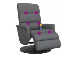 Cadeira massagens reclinável comapoio pés couro artificial cinza SHL447585^ Poltrona